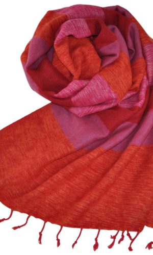 Omslagdoek Oranje gestreept | Fairtrade | online bestellen | shawls4you.nl