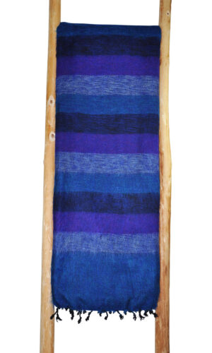 Yak Wol Deken Blauw Gestreept - online bestellen - shawls4you