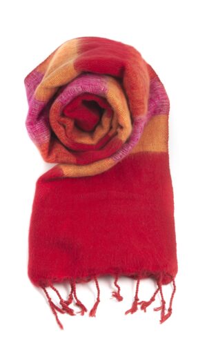 Omslagdoek sjaal rood geel gestreept. Omslagdoek online kopen