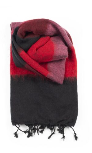 Omslagdoek sjaal rood zwart gestreept. Omslagdoek online kopen