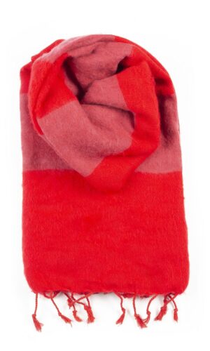 Omslagdoek sjaal rood zalm gestreept. Omslagdoek online kopen